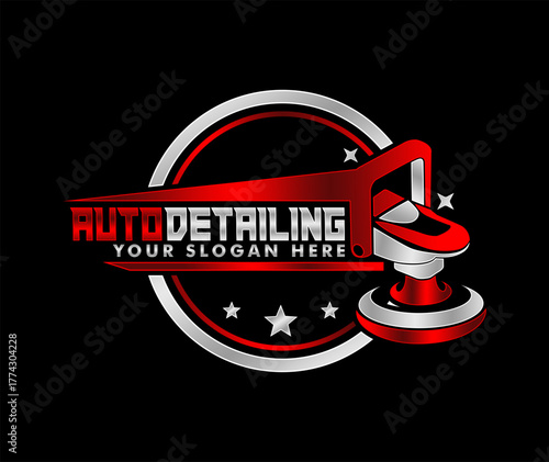 car auto detailing service polisher logo design emblem vector illustration modern 