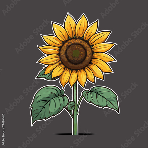 vector image of a graceful sunflower