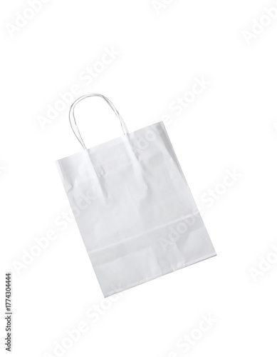 Small white paper shopping bag with handles.