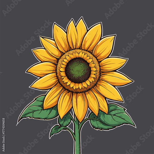 vector image of a graceful sunflower