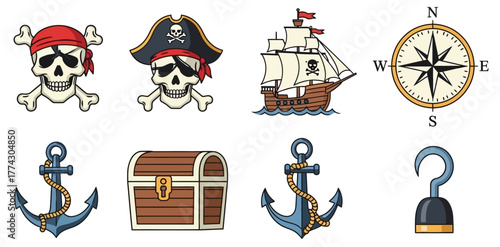 pirate icons set