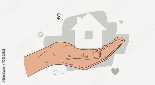 Hand Holding House Icon Symbolizing Homeownership Mortgage Investment Real Estate Property Ownership Concept