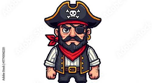 Cartoon Pirate Captain Character Emblem Emblematic Cartoon Pirate Captain Character Emblematic