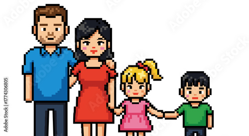 Happy Cartoon Family Together Isolated On White Background Togetherness Cheerful