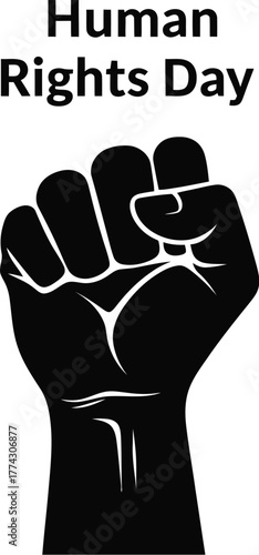 Human Rights Day symbol with raised fist illustration