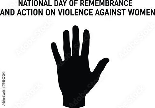 National Day of Remembrance and Action on Violence Against Women with black hand symbol
