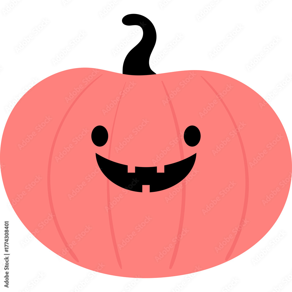 Fototapeta premium Cute Pink Pumpkin With Happy Jack O Lantern Face For Halloween Season Festive Autumn Decoration