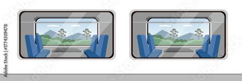 Scenic Train Ride Windows. Train Windows from Outside. Exterior View of Train Windows