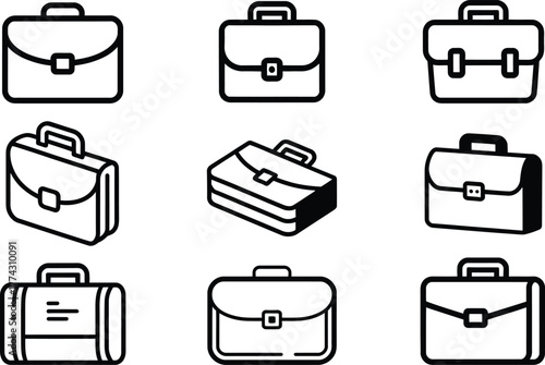 Collection of Briefcase Icons in Various Styles