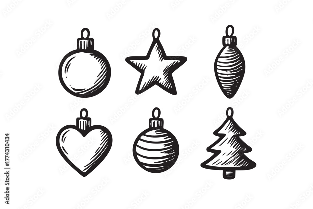 Fototapeta premium Handdrawn Illustration Christmas Decoration 