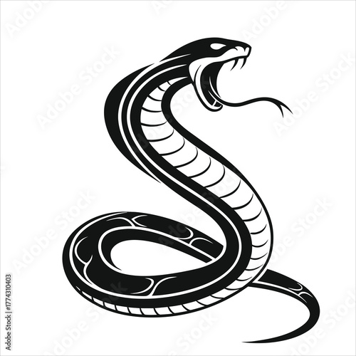 Modern Snake Black Silhouette Vector Design