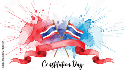Vector Thai Flag Constitution Day Abstract Design Splash