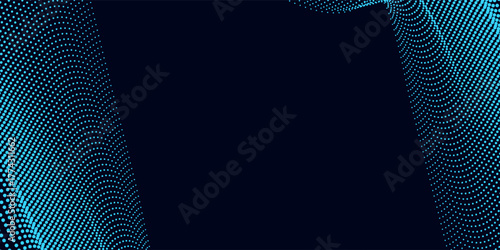 moving digital 3d wave. Futuristic dark background with dynamic blue particles. futuristic technology concept
