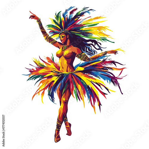 Rio Carnival, South America, festival, celebration, dance, costume, vector, transparent background