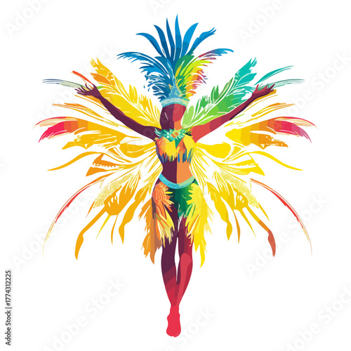 Rio Carnival, South America, festival, celebration, dance, costume, vector, transparent background