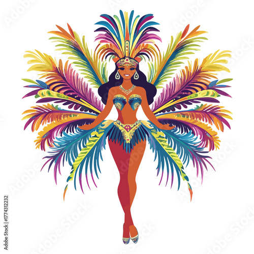 Rio Carnival, South America, festival, celebration, dance, costume, vector, transparent background