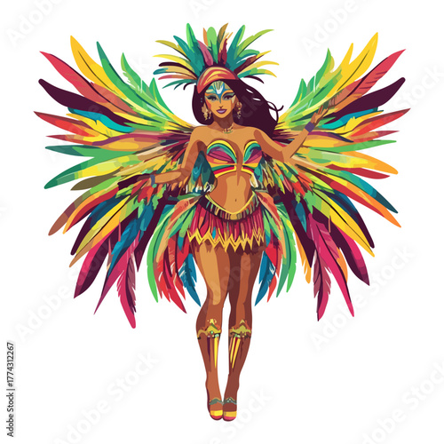 Rio Carnival, South America, festival, celebration, dance, costume, vector, transparent background