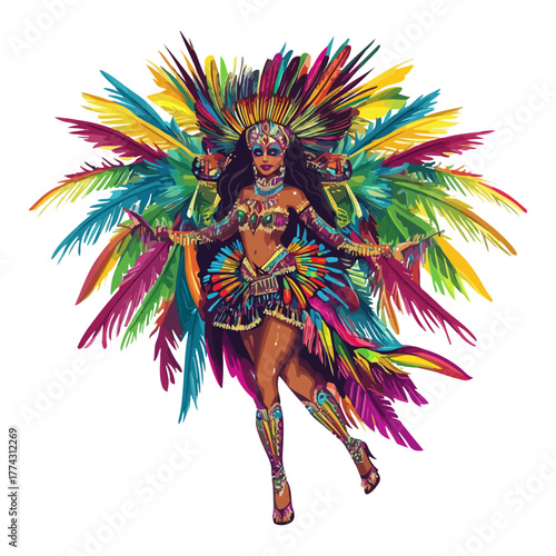 Rio Carnival, South America, festival, celebration, dance, costume, vector, transparent background
