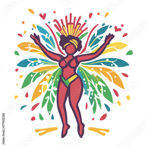 Rio Carnival, South America, festival, celebration, dance, costume, vector, transparent background