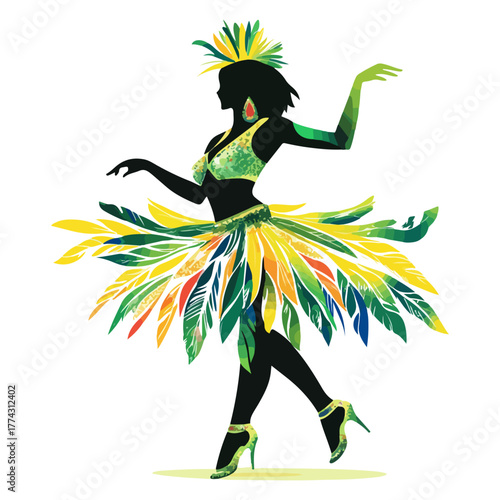 Rio Carnival, South America, festival, celebration, dance, costume, vector, transparent background