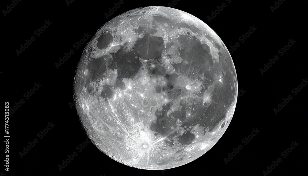 Naklejka premium High Resolution Full Moon Against Black Space