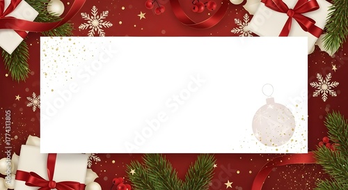 Festive Christmas background with blank space for text messages and decorative elements
