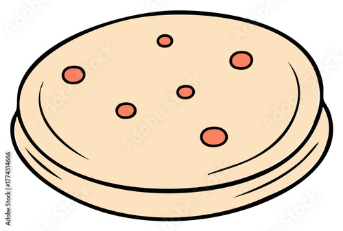 Stack of Cartoon Pancakes with Syrup Puddles Ready to Serve