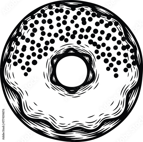 Donut with sprinkles vector illustration bakery dessert sweet treat food eps silhouette