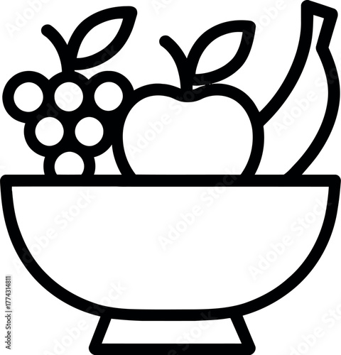 Charming hand drawn fruit bowl illustration with assorted fresh produce