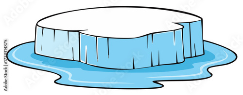 Melting Iceberg Illustration Climate Change Arctic Glacier Floe Global Warming Concept