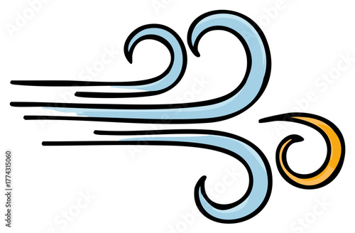 Cartoon Stylized Wind Gusts and Swirls Graphic