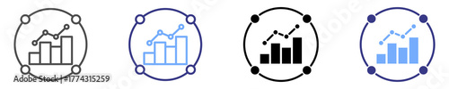 analytics icon set multiple style