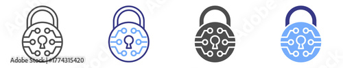 cyber security icon set multiple style