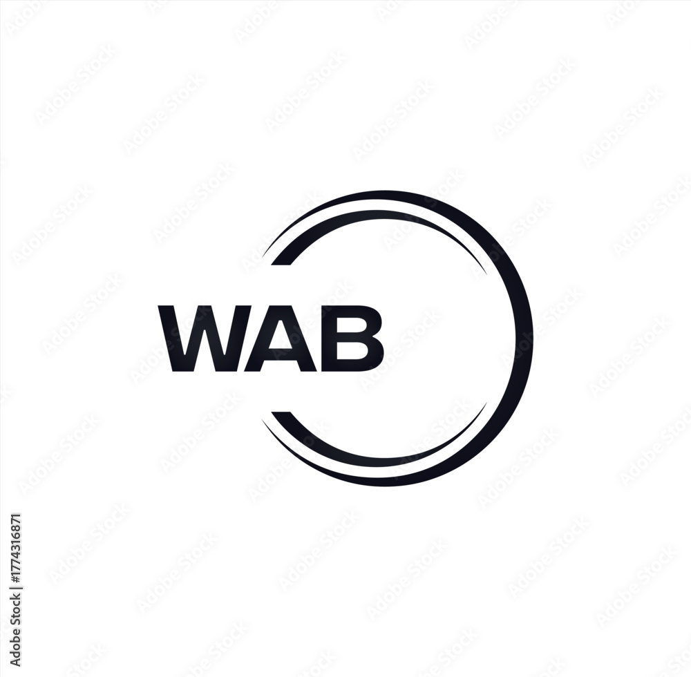 Fototapeta premium WAB set ,WAB logo. W A B design. White WAB letter. WAB, W A B letter logo design. Initial letter WAB letter logo set, linked circle uppercase monogram logo. W A B letter logo vector design.