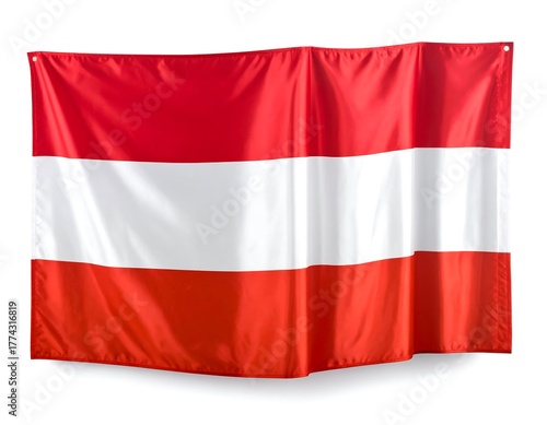 A waving rectangular flag featuring horizontal red, white, and red stripes on white Free Download A waving rectangular flag featuring horizontal red, white, and red stripes on white - GFXLoad