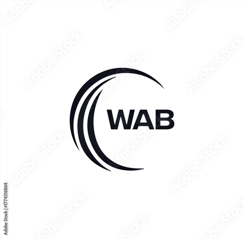 WAB set ,WAB logo. W A B design. White WAB letter. WAB, W A B letter logo design. Initial letter WAB letter logo set, linked circle uppercase monogram logo. W A B letter logo vector design.