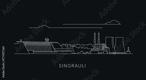 Singrauli India Skyline Outline