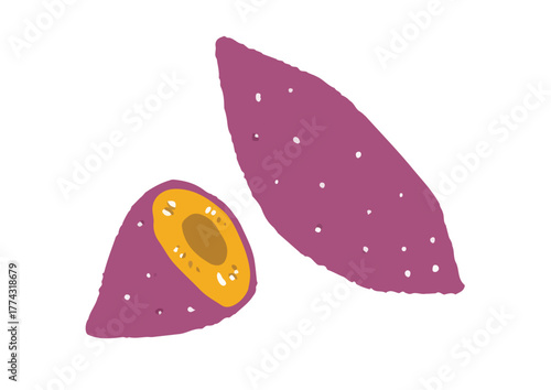 手描きの可愛いさつまいものイラスト