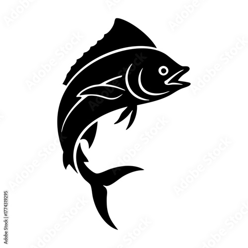 Mahi Mahi Dolphinfish Inside Fish Hook Logo Silhouette