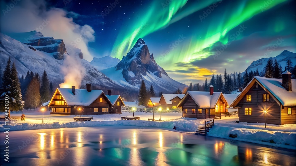 Fototapeta premium winter landscape with houses