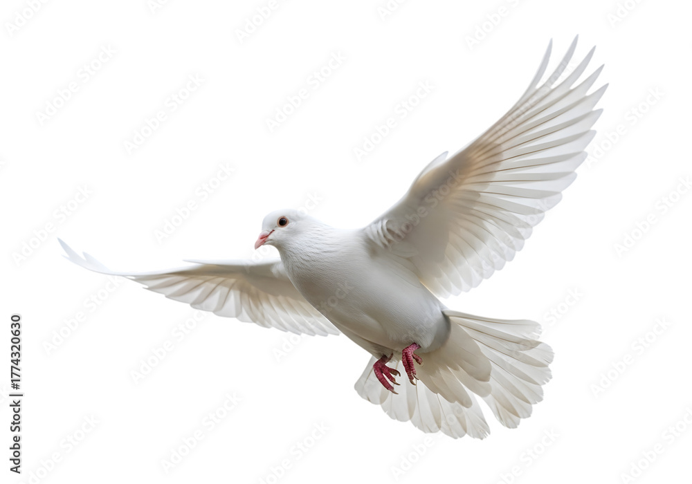Fototapeta premium Isolated white Dove flying , white dove in flight 