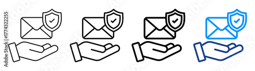 Safe Mail Icon Different Style Outline Collection Set