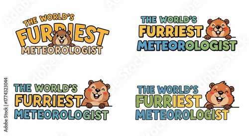 Cartoon meteorologist animal character with transparent background