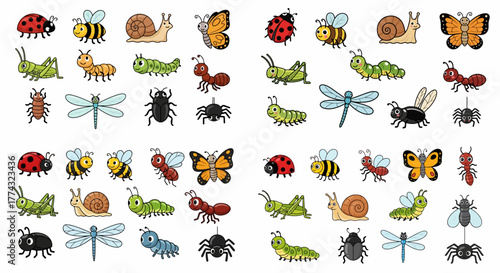 Various insects and bugs collection with transparent background
