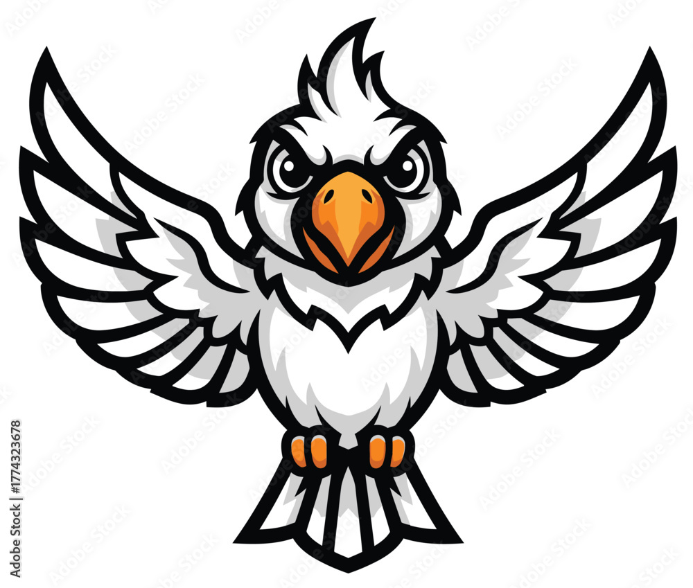 Fototapeta premium Angry White Eagle Cartoon Mascot Vector Illustration