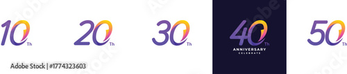 40 Th Anniversary Celebration Gradient Vector Template Design Illustration