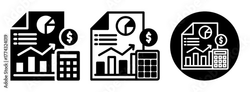 Business Calculation Icon Collection Glyph & Mixed Style