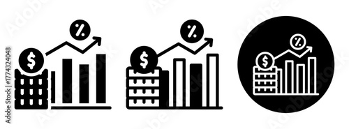 Profit Margin Icon Collection Glyph & Mixed Style