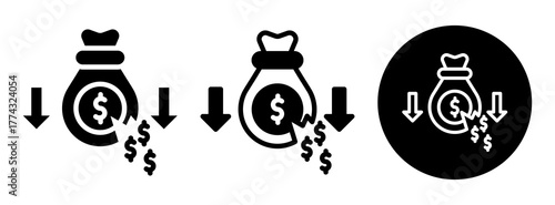 Cost Reduction Icon Collection Glyph & Mixed Style