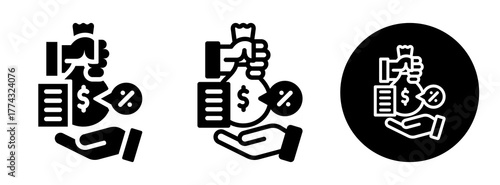 Money Lending Icon Collection Glyph & Mixed Style